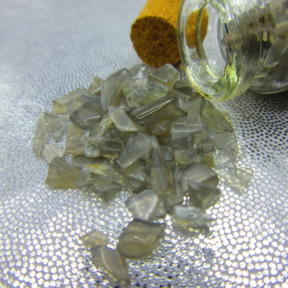 Grey Moonstone Gemstone Chips In A Bottle Embellishments Natural Semi Precious